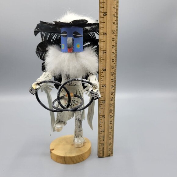 Kachina Doll 9" Hoop Dancer Navajo Hopi Feathers Native American Art Signed - Picture 14 of 14